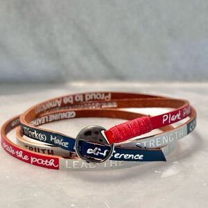 Good Works Make a Difference Lot of 3 Red White and Blue Leather Wrap Bracelet